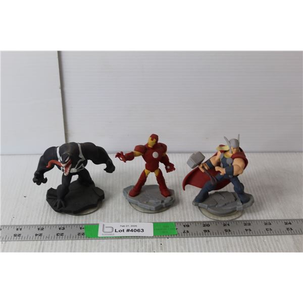 Superhero Figurines- Thor, Venom & Iron Man 4" Tall