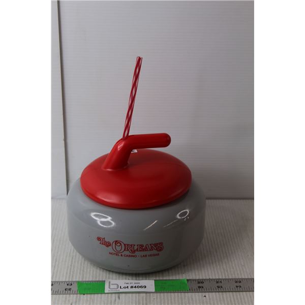 The Orleans Hotel Curling Rock Beverage Holder 12" Tall with Straw