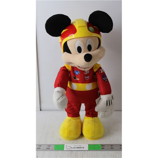 Battery Operated Mickey Mouse Racing Figurine 14.5" Tall- As Is