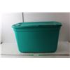 Image 1 : 76L Teal Plastic Tote 15.25" Tall x 25.5" Long x 14" Wide- As Is WILL NOT SHIP