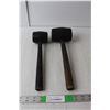 Image 1 : (2) Rubber Hammers with Wood Handles 14" & 12.75" Long