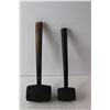Image 2 : (2) Rubber Hammers with Wood Handles 14" & 12.75" Long
