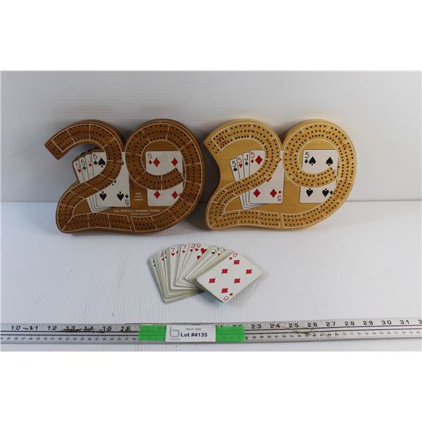(2) The Perfect Cribbage Boards and Playing Cards