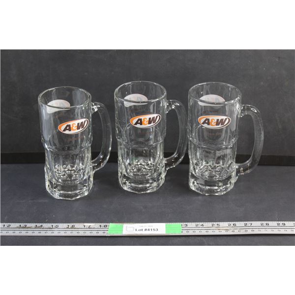 (3) A&W Glass Mugs