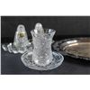 Image 6 : Crystal Salt & Pepper Shakers, Glass Cream & Sugar Set, Tea Cup & Coaster and Silver Plated Serving 