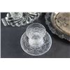 Image 7 : Crystal Salt & Pepper Shakers, Glass Cream & Sugar Set, Tea Cup & Coaster and Silver Plated Serving 