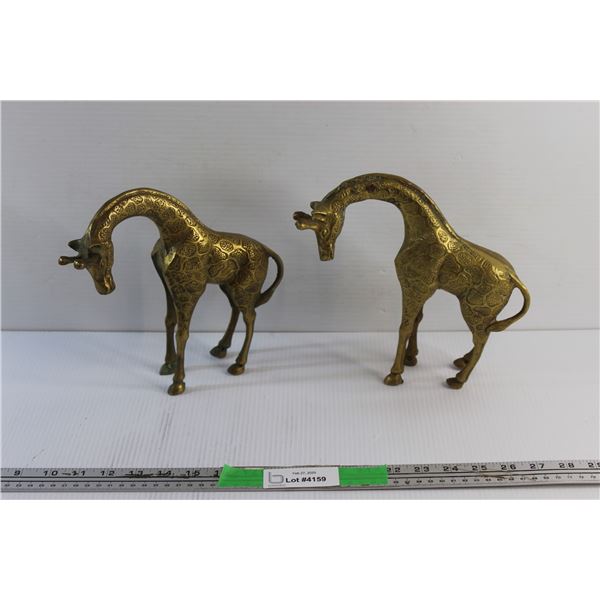 (2) Brass Giraffe Decorations