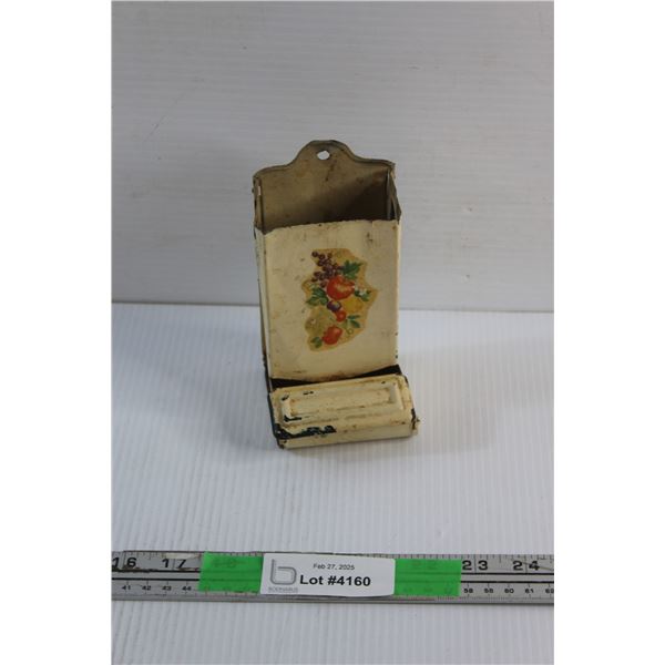Vintage Wall Mount Metal Match Box