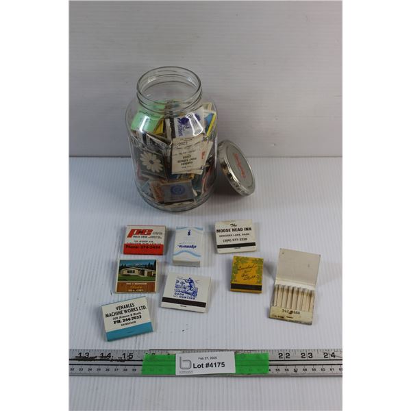Pickling Jar with Lid and Assorted Vintage Matches
