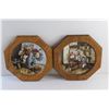 Image 5 : (2) Framed Decorative Wall Hanging Plates - Some Damage and Wooden Lazy Susan