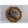 Image 6 : (2) Framed Decorative Wall Hanging Plates - Some Damage and Wooden Lazy Susan