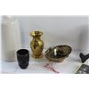 Image 5 : Brass Vase, Playing Cards, Ceramic Liquor Shot Cup, Plate Stand, Ruler and Misc