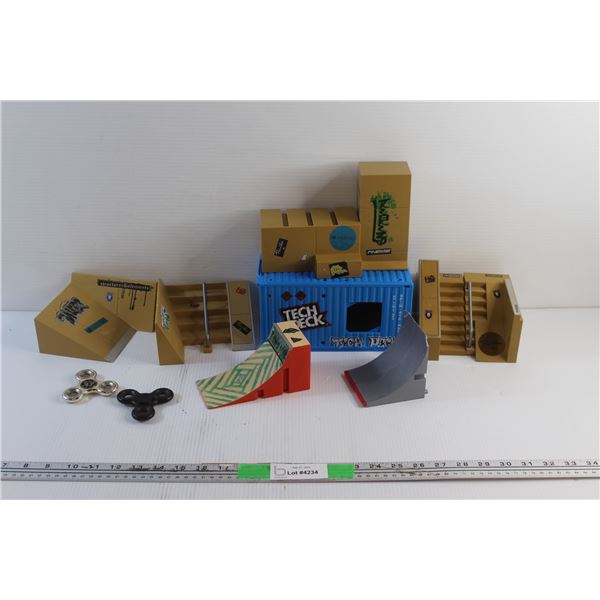 (2) Fidget Spinners and Tech Deck Toys