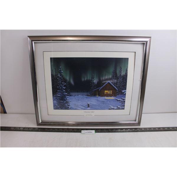 Framed Wall Art - Glen Scrimshaw Print "Christmas Cabin" - 22" x 18"