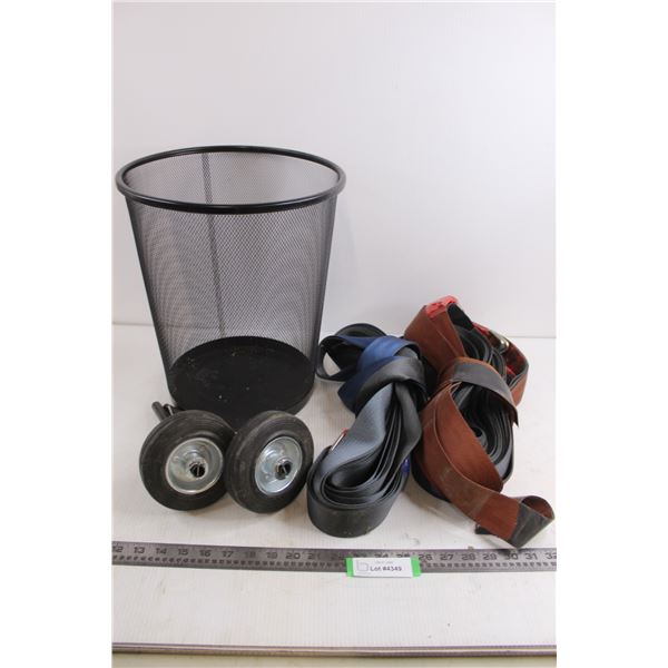 (2) Nylon Safety Harnesses - Uncertain Length, Small Wheel/Axle Assembly, Metal Mesh Garbage Can 14"