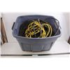 Image 1 : * Assorted Extention Cords with Rubbermaid Storage Bin - No Lid - All Untested - All As is