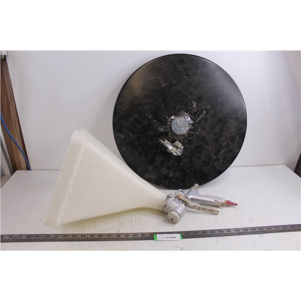 Kraft Spray Gun with Apparatus, IKEA "Hemnes 18481" Metal Furniture Base 20" Dia - Both As is