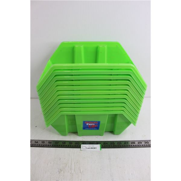 (11) Stackable Plastic Storage Bins 12.5" x 7.5"