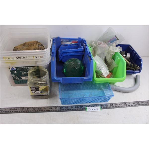 Assorted Hardware & Storage Bins - All As is