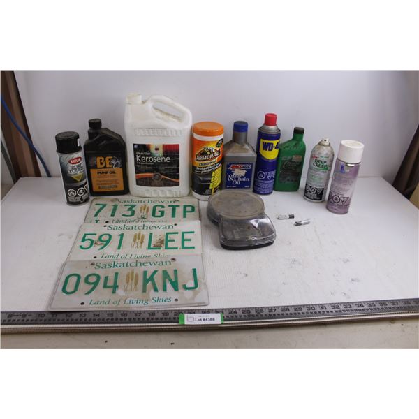 Assorted Partial Bottles (Car Oil, WD40, Lube, Primer, Rust Protect, Kerosene), CJ600 Electronic Sca