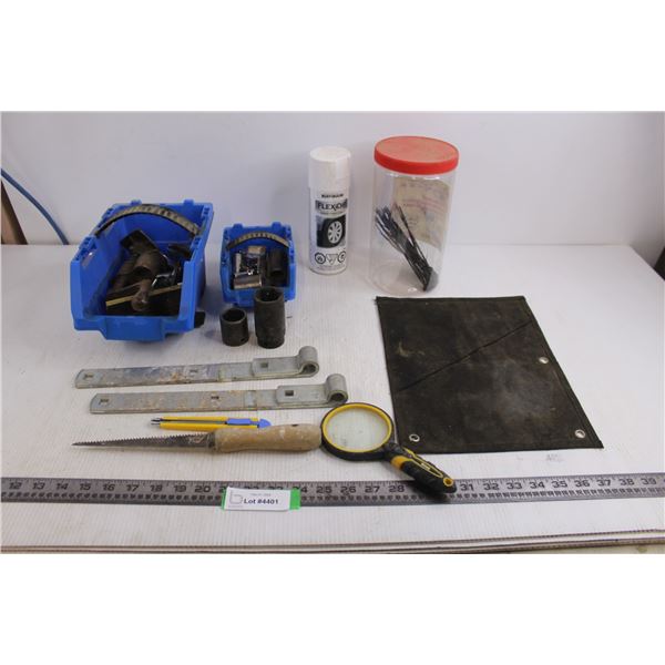 Assorted Hardware, Storage Bins, FlexiDip Rubber Coating, Misc. - All As is