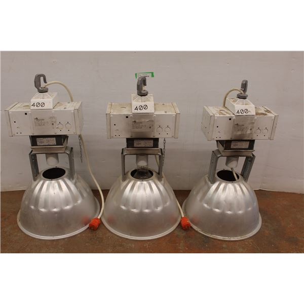 ** (3) Transformer Ballasts Attached To Large Light Housing 15.5" Dia X 25" Length - Untested - As i