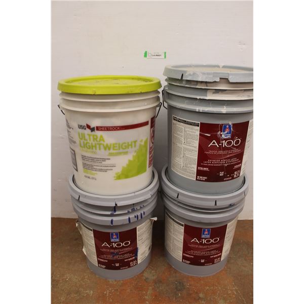 ** (4) 17L to 18.2L Pails - Partials 1/4 F,ull to Full (USG Sheetrock, Sherwin Williams A100) CANNOT