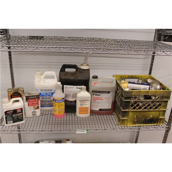** (20+) Bottles & Tubes - Mostly Partial (Caulking, Paint Conditioner, Paint Remover, Hydraulic Oil