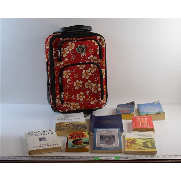 Movera Hawaii Carry On Luggage Case 16'' x 11'' x 6'' and (9) Books - Danielle Steel, SGI and Star T