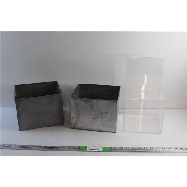 (2) Metal Containers and Donation Box