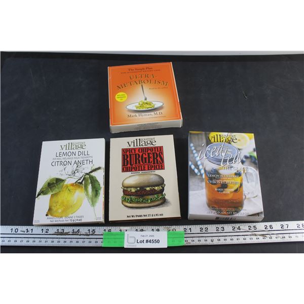 (3) Gourmet Village Seasoning Mixes and Ultra Metabolism Audio CD Guide
