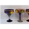 Image 2 : (4) Hand Painted Mexican Margarita Goblets