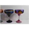 Image 3 : (4) Hand Painted Mexican Margarita Goblets