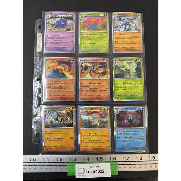 (9) Pokémon Holographic Trading Cards in Sleeve - Cannot Authenticate