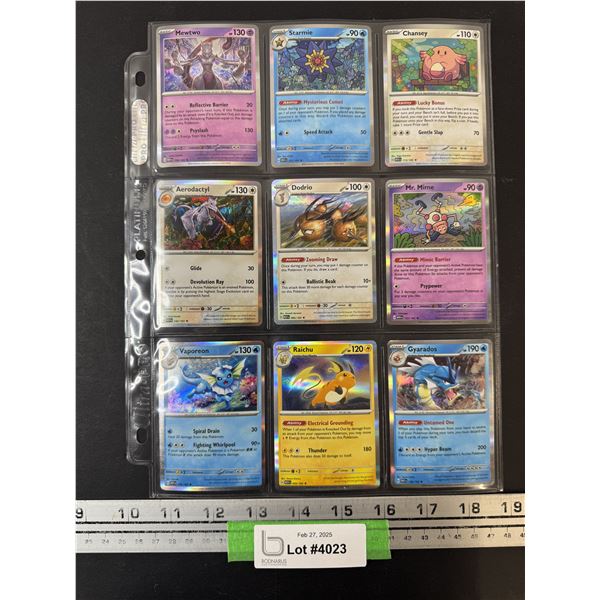 (9) Pokémon Holographic Trading Cards in Sleeve - Cannot Authenticate