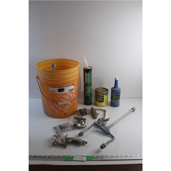 *Home Depot Bucket, Plastic Roof Cement, 4 Cycle Engine Oil, Acoustical Sealant, Cement Mixer, Spray