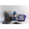 Image 5 : Mastercraft Submersible Utility Pump, Hummingbird Radio, Small Air Compressor - As Is and Propane Ta
