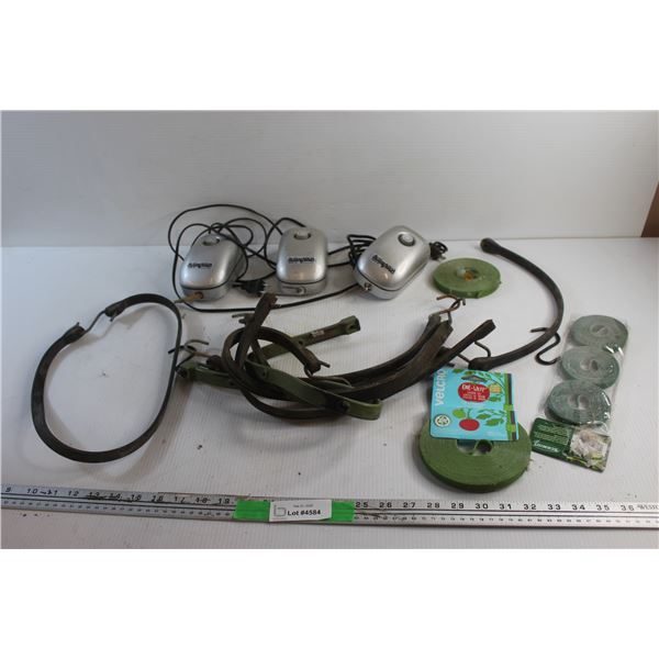 (3) ActivaAqua Aquarium Air Pumps - As Is, Garden Ties and Bungee Straps