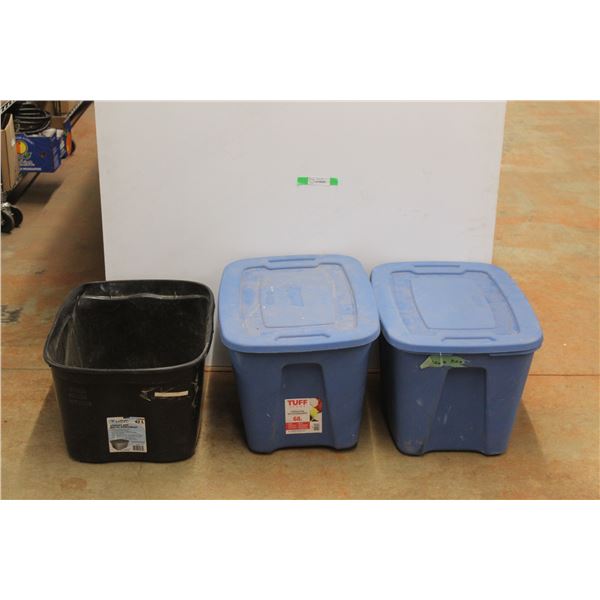 *(3) Plastic Tubs and (2) Lids 15'' x 23'' x 17''