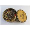 Image 2 : Tin Box, Assorted Buttons, Jewelry and Shirt Pins