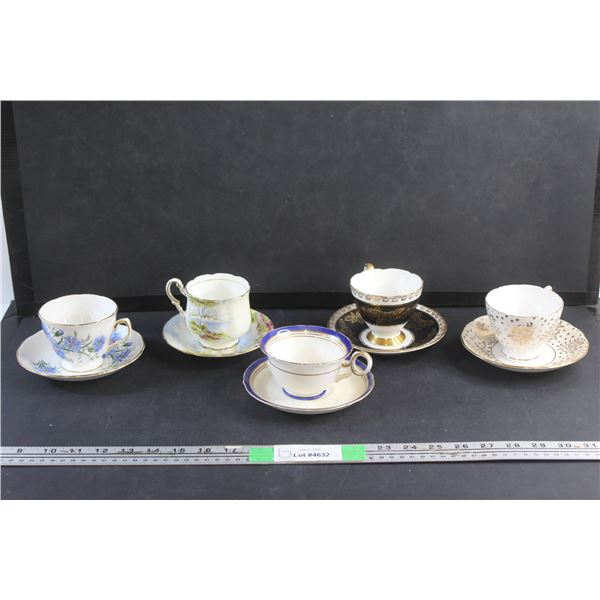 (5) Porcelain Tea Cup & Saucer Sets: Sutherland, Royal Vale