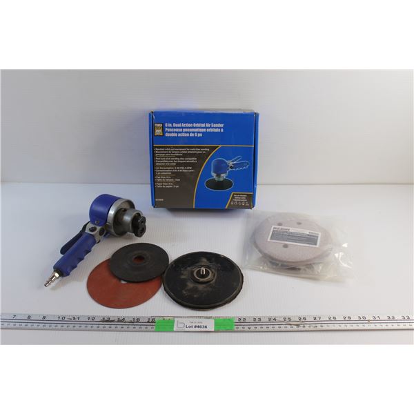Power Fist 6'' Dual Action Orbital Air Sander and Sanding Discs - As Is