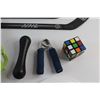 Image 5 : (3) NHL Miniature Hockey Stick, Frisbee, Sport Bag, Hockey Puck, Rubik's Cube,Grip Trainer and Dumbb