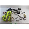 Image 1 : Safety Straps, Soldering Gun, Power Bar, Hand Saw, Tape Measure, Box Cutter, Adjustable Wrench and M
