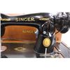 Image 2 : Vintage Singer Sewing Machine in Wooden Carrying Case 20" x 9" x 16" - Tested
