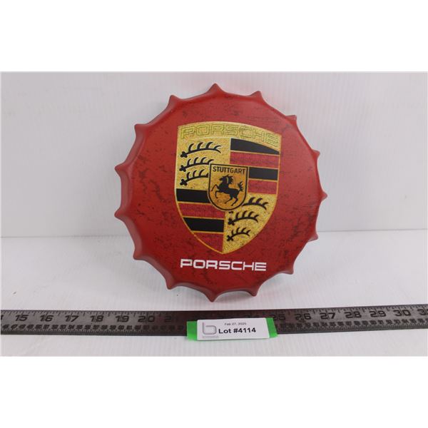 Porsche Bottle Cap Metal Wall Art 8.5"Dia x 1" Thick