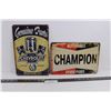 Image 1 : (2) Vintage Looking Metal Wall Art (Chevrolet Genuine Parts & Champion Spark Plugs) 12" x 8"