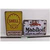Image 1 : (2) Vintage Looking Metal Wall Art (Shell Motorsport & Mobil oil) 12" x 8"