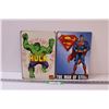 Image 1 : (2) Metal Signs: Hulk & Superman - 8" x 12"