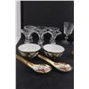 Image 2 : Set of 6 Glass Candle Holders, (3) Asian Style Soup Bowls & Utensils, Trinket Dishes, Crystal Wine G